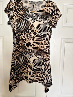 Linea Domani Animal Print Tunic in Brown & Black Size Medium